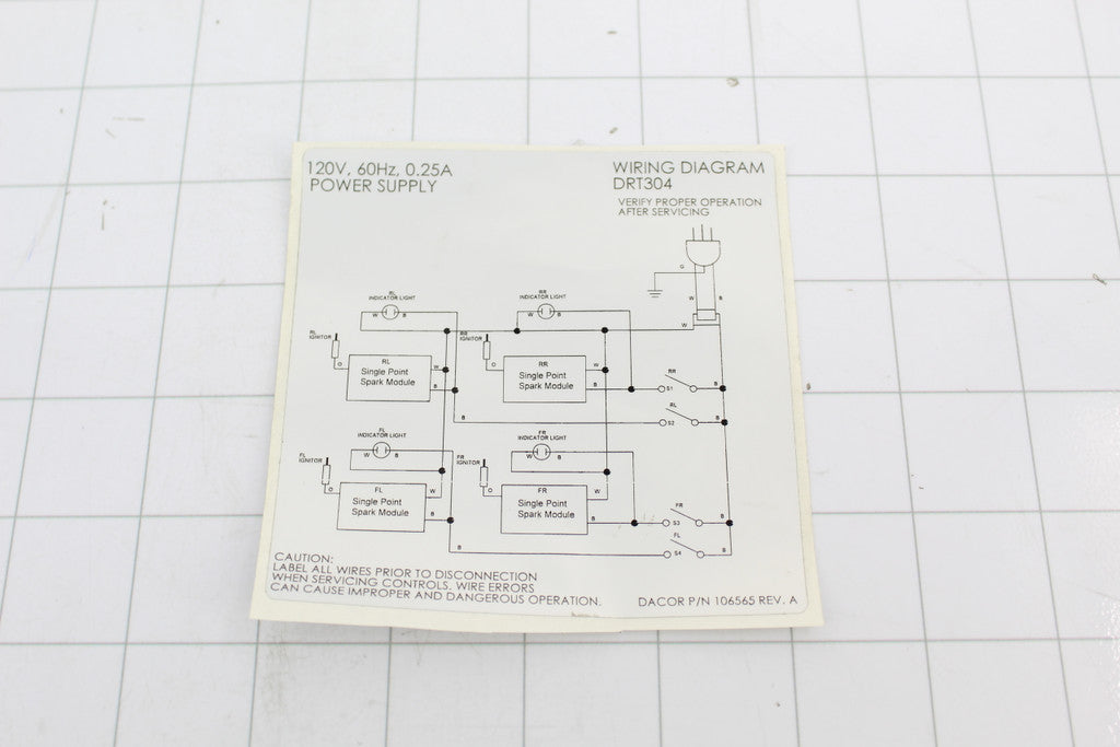 Dacor DE81-05435A Wiring Diagram Label