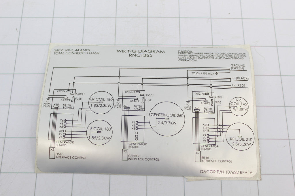 Dacor 107622 Wiring Diagram Label